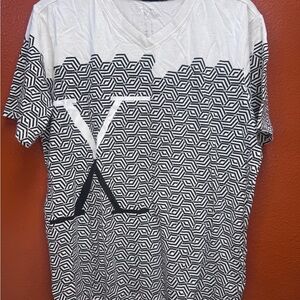 Men's Black and White Geometric Tee